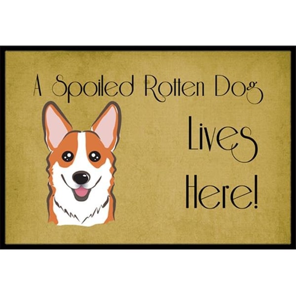 Carolines Treasures BB1502JMAT Red Corgi Spoiled Dog Lives Here Indoor & Outdoor Mat; 24 x 36 in. BB1502JMAT - main